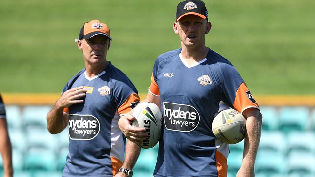 Webster (right) is focused on getting the team right to play. (AAP Image/Dan Himbrechts)