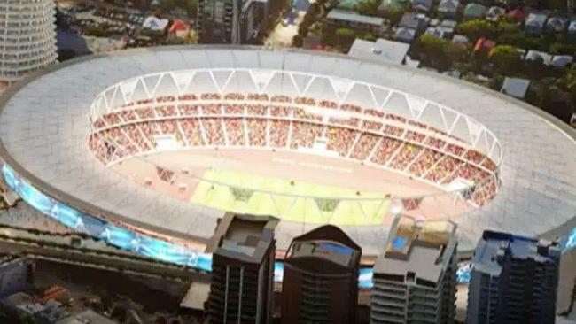 A digital depiction of how the Gabba could be transformed for the 2032 Olympics.