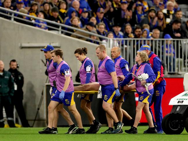 Venables suffered a brain trauma injury in the Eagles’ match against Melbourne in 2019. Picture: Richard Wainwright / AAP