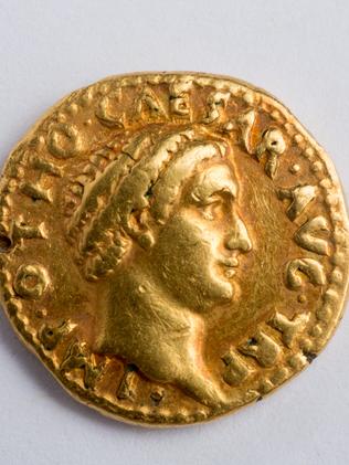 A 'remarkably rare' coin — a gold aureus of the Roman emperor Otho, who reigned for a mere three months in AD 69. Picture: Douglas Levere / University at Buffalo