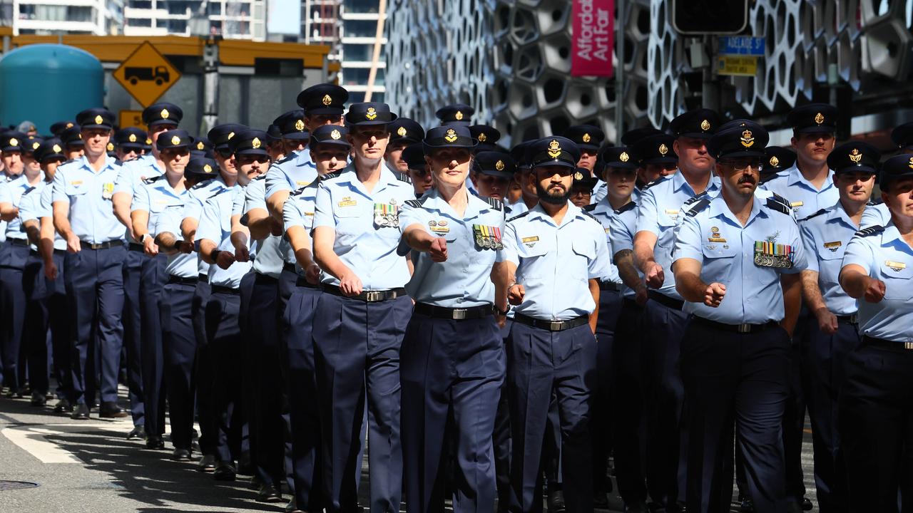Thousands of people attended the Anzac Day Parade in Brisbane. Picture: NCA NewsWire/Tertius Pickard