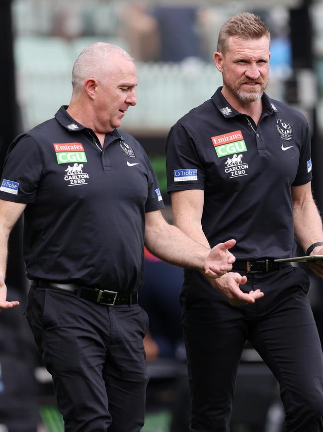 Wright and Nathan Buckley. Picture: Michael Klein