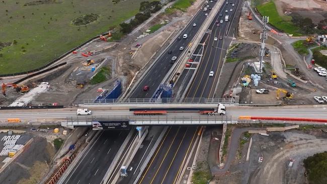 A new interchange and realigned intersection of Aldinga Beach Road and Aldinga Road, part of the Main South Road duplication, is starting to take shape. Picture: Supplied