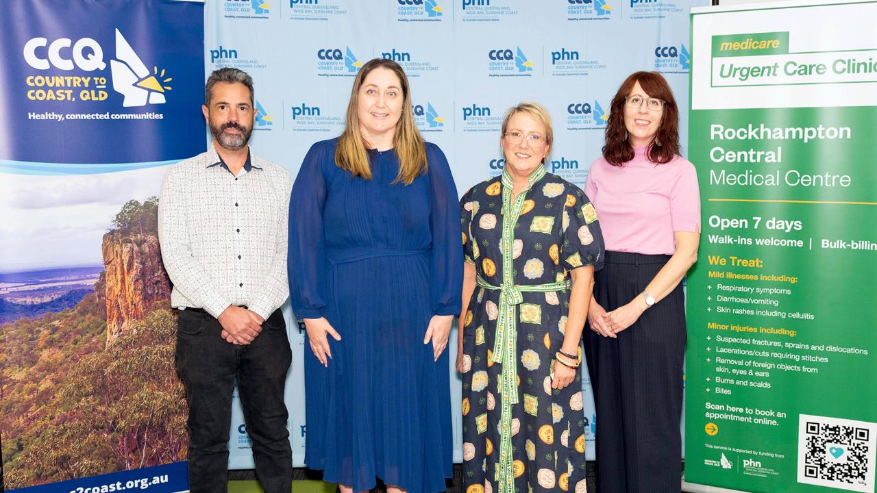 Clarity Health Care Chief Executive, Davis Lemke; Assistant Minister for Mental Health and Suicide Prevention and Assistant Minister for Rural and Regional Health, Emma McBride; Country to Coast, QLD CEO Julie Sturgess; Wellways Director of Services, Nikki Wynne;announces Wellways (partnering with Clarity) as the successful provider for four new Medicare Mental Health Centres to open in Rockhampton, Gladstone, Bundaberg and on the Sunshine Coast before the end July.