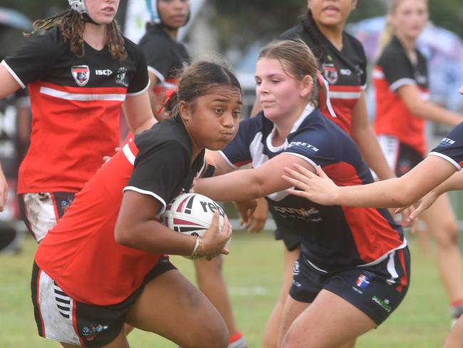 Kirwan State High School hosts St Patrick's College, Mackay, in round 1 of the 2025 Aaron Payne Cup. Senior Girls. Picture: Evan Morgan