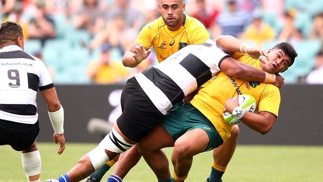 Jordan Uelese faces the Barbarians at Allianz Stadiunm in 2017.