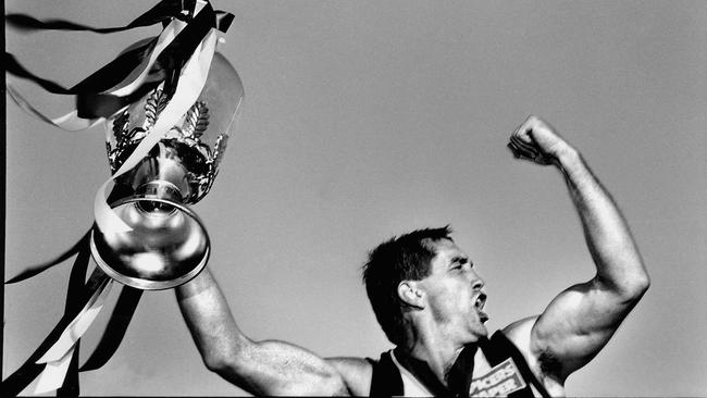 Tony Shaw with the 1990 premiership cup.