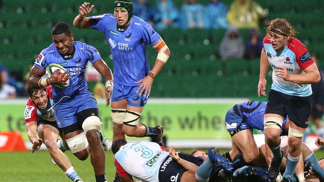 Isireli Naisarani of the Force runs the ball during the round 17 Super Rugby match between the Force and the Waratahs. Picture: Paul Kane/Getty Images