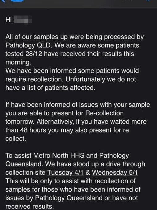 Carly was finally sent an email after trying to contact Covax and Queensland Pathology more than 200 times. Picture: Facebook via NCA NewsWire