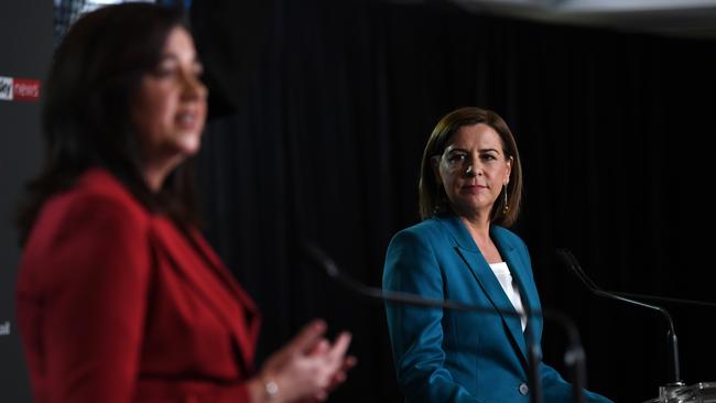 Queensland Premier Annastacia Palaszczuk and opposition Leader Deb Frecklington. Picture: NCA NewsWire / Dan Peled