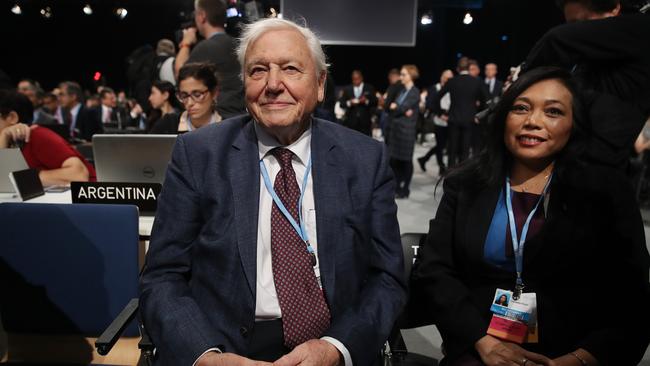 Sir David Attenborough attends the opening ceremony of the COP 24 United Nations climate change conference in Katowice, Poland. The two-week conference is taking place in the wake of recent scientific reports that point to an even more dire situation of global warming and its consequences. Picture: Sean Gallup/Getty Images