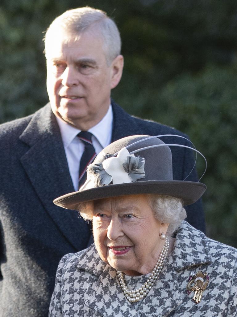 The Queen and Prince Andrew arriving at church on January 19. Picture: Joe Giddens/AP