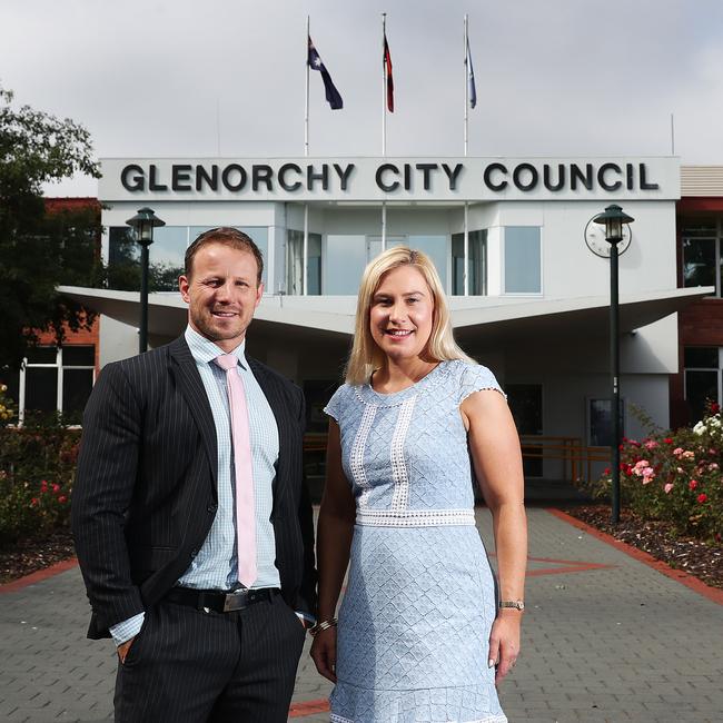 Glenorchy City Council Deputy Mayor Matt Stevenson with Mayor Kristie Johnston. Picture: NIKKI DAVIS-JONES