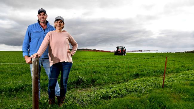 Adam and Tanja Morgan on their Morgan Partners Farms, Karoonda, are just two of the farmers being helped through the University of South Australia’s Agricultural Machinery Research and Design Centre’s work. Picture: Tricia Watkinson