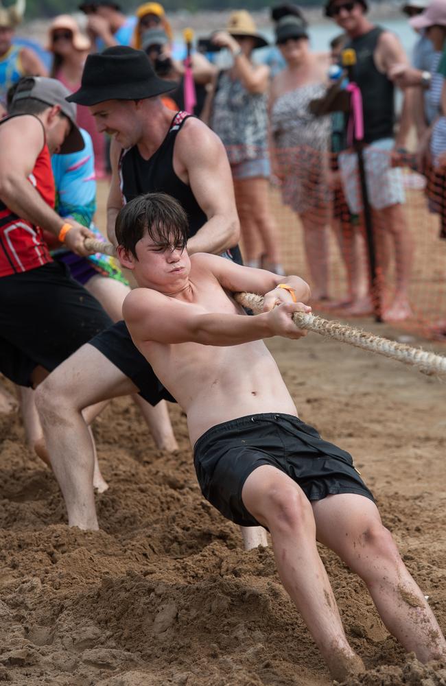 Baden Dixon from Techno Vikings at the Darwin Beer Can Regatta at Mindil Beach, 2023. Picture: Pema Tamang Pakhrin