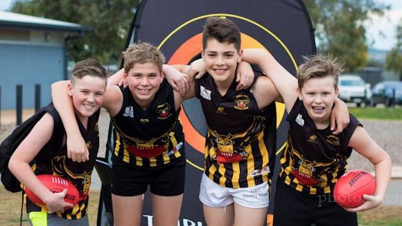 Junior footballers at the Angle Vale Community Sports Centre. Picture: Playford Council