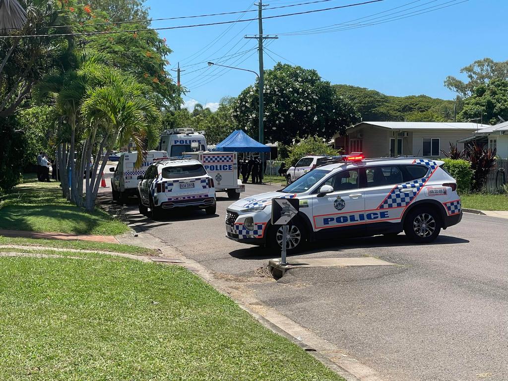 Police have blocked Wellington St as they respond to a serious incident in Mundingburra. Picture: Daniel Shirkie.