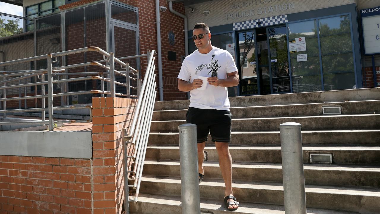 Jarryd Hayne reports to Merrylands police station. Picture: NCA NewsWire / Dylan Coker