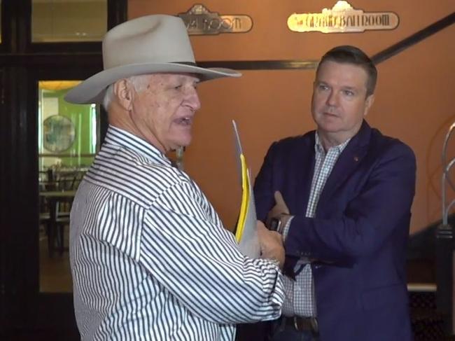 Bob Katter and Ross Cadell have traded blows in Orange.