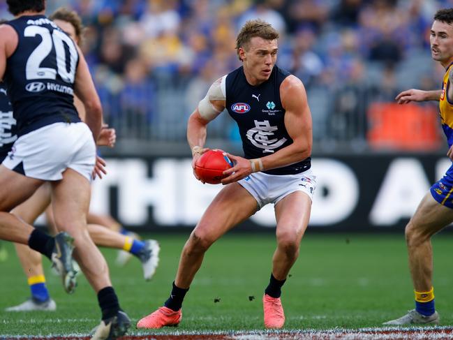 Patrick Cripps carried the Blues on his back on Sunday. Picture: James Worsfold/Getty Images.