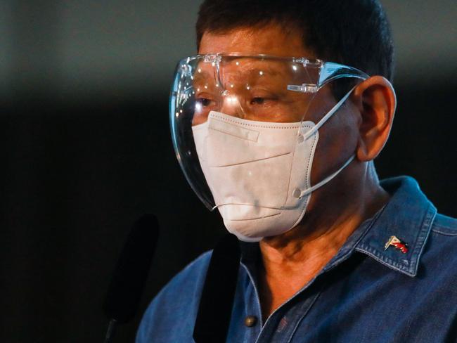 Philippine President Rodrigo Duterte said he was “appalled” at the low rate of vaccination in the Philippines. Picture: AFP