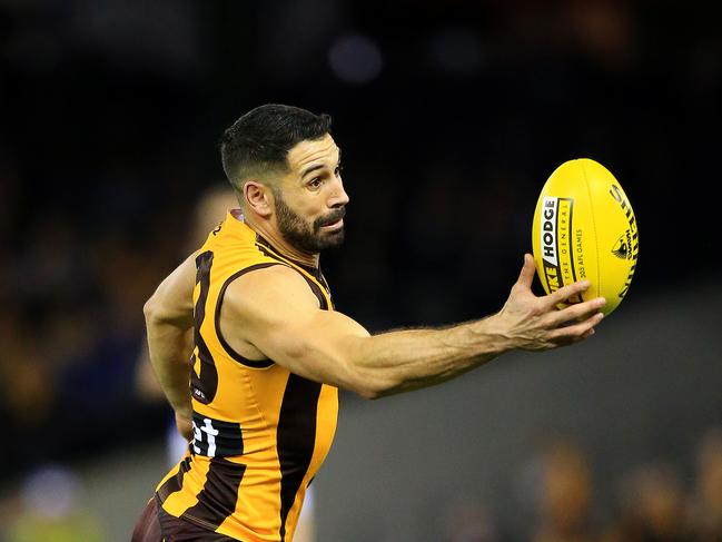 AFL Round 23: Hawthorn v. Western Bulldogs at Etihad Stadium. Paul Puopolo in action. Picture: Mark Stewart