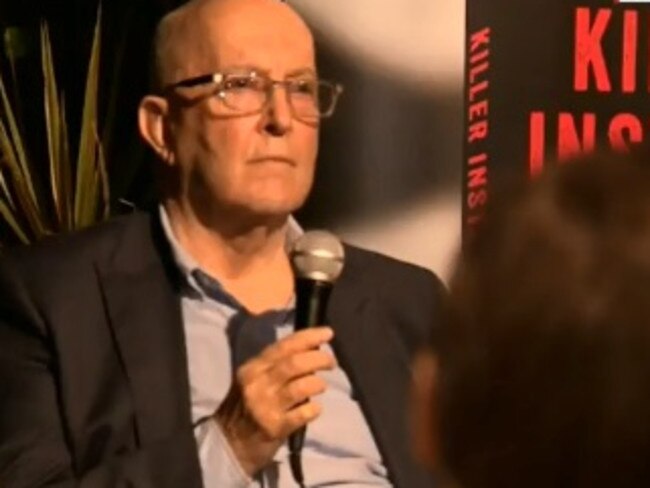 Donald Grant on the receiving end at his book launch. Picture: Channel 9