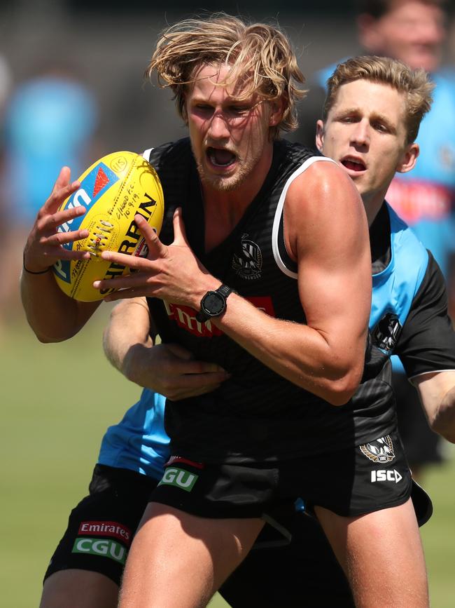 Tom Wilson works up a sweat during pre-season for Collingwood.