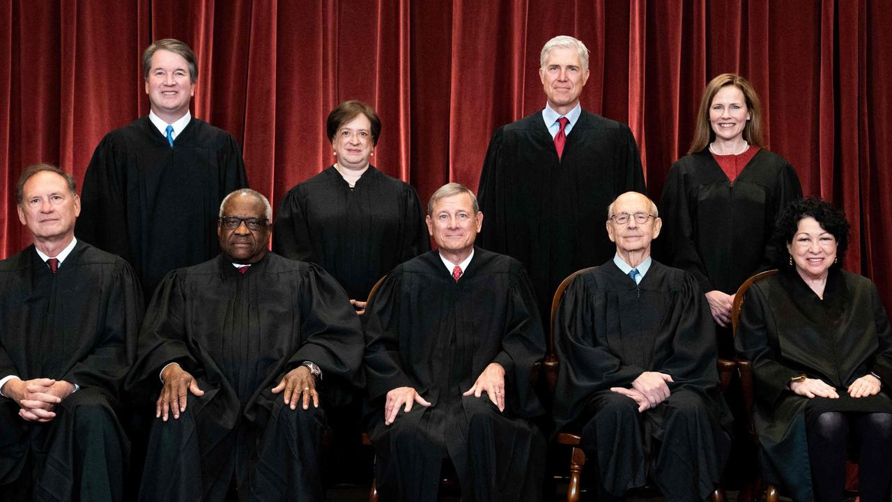 The nine Supreme Court justices. The court’s conservative majority voted to overturn Roe vs Wade. Picture: AFP
