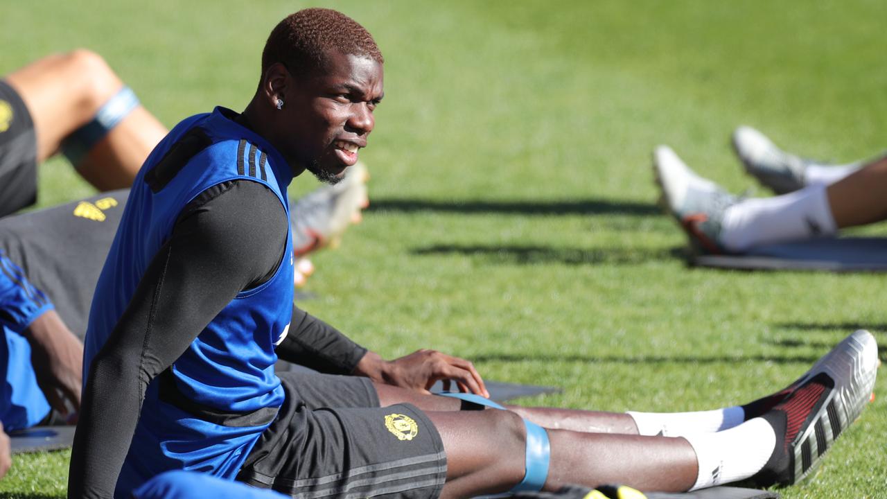 Manchester United midfielder Paul Pogba at training in Perth on Tuesday. Picture: AAP