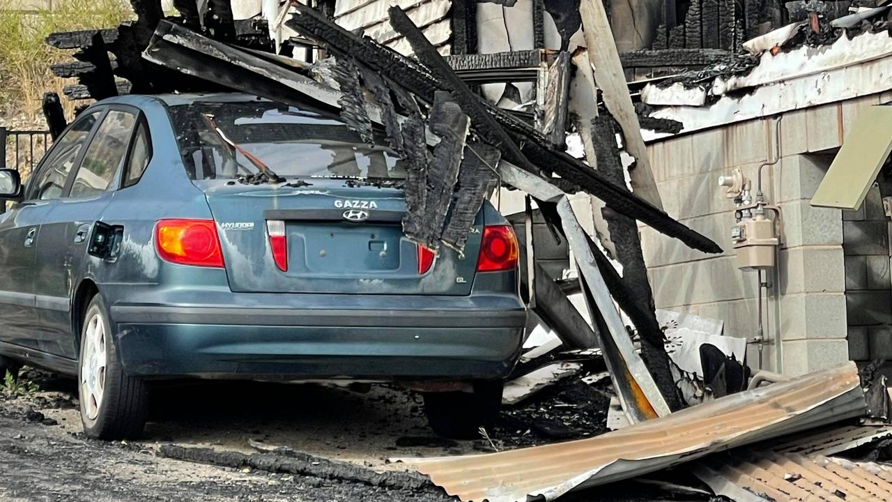 A car parked outside one of the affected properties was relatively unscathed despite its close proximity to the house.