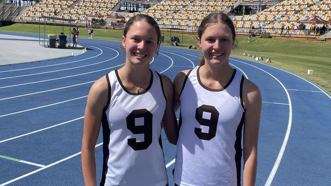 The Boyd twins of St Aidan's won their 100m races - Aurelia, left and Amelie, right.