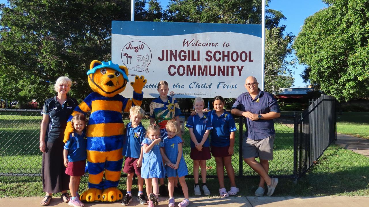 Students learn to walk safely to school