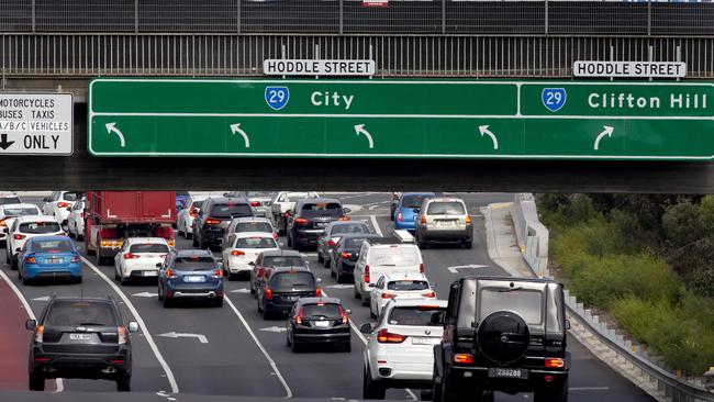 Morning traffic on the Eastern Freeway on Monday. Picture: NCA NewsWire/David Geraghty