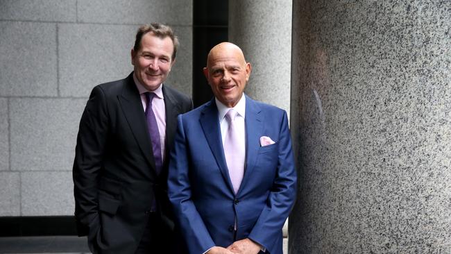 Premier Investments CEO Mark McInnes, and chairman Solomon Lew. (Image: David Geraghty/The Australian)