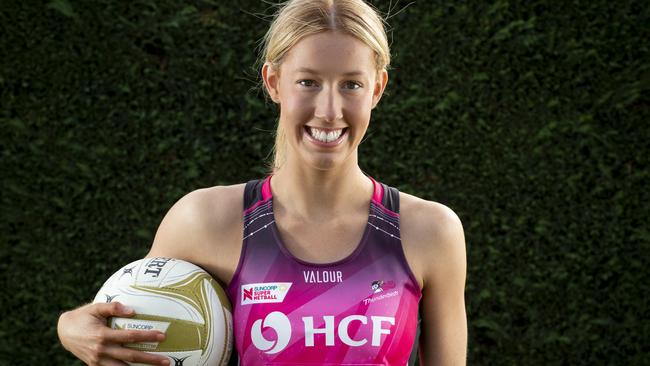 Thunderbirds player Lauren Frew ahead of her Super Netball Grand final at Adelaide Entertainment Centre. Picture: Brett Hartwig