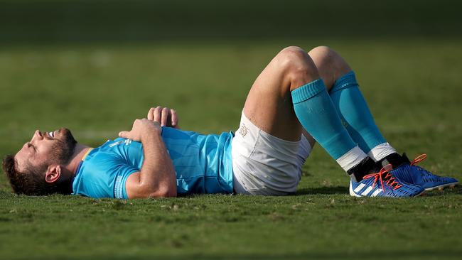 Felipe Berchesi of Uruguay reacts during the Rugby World Cup Group D game.