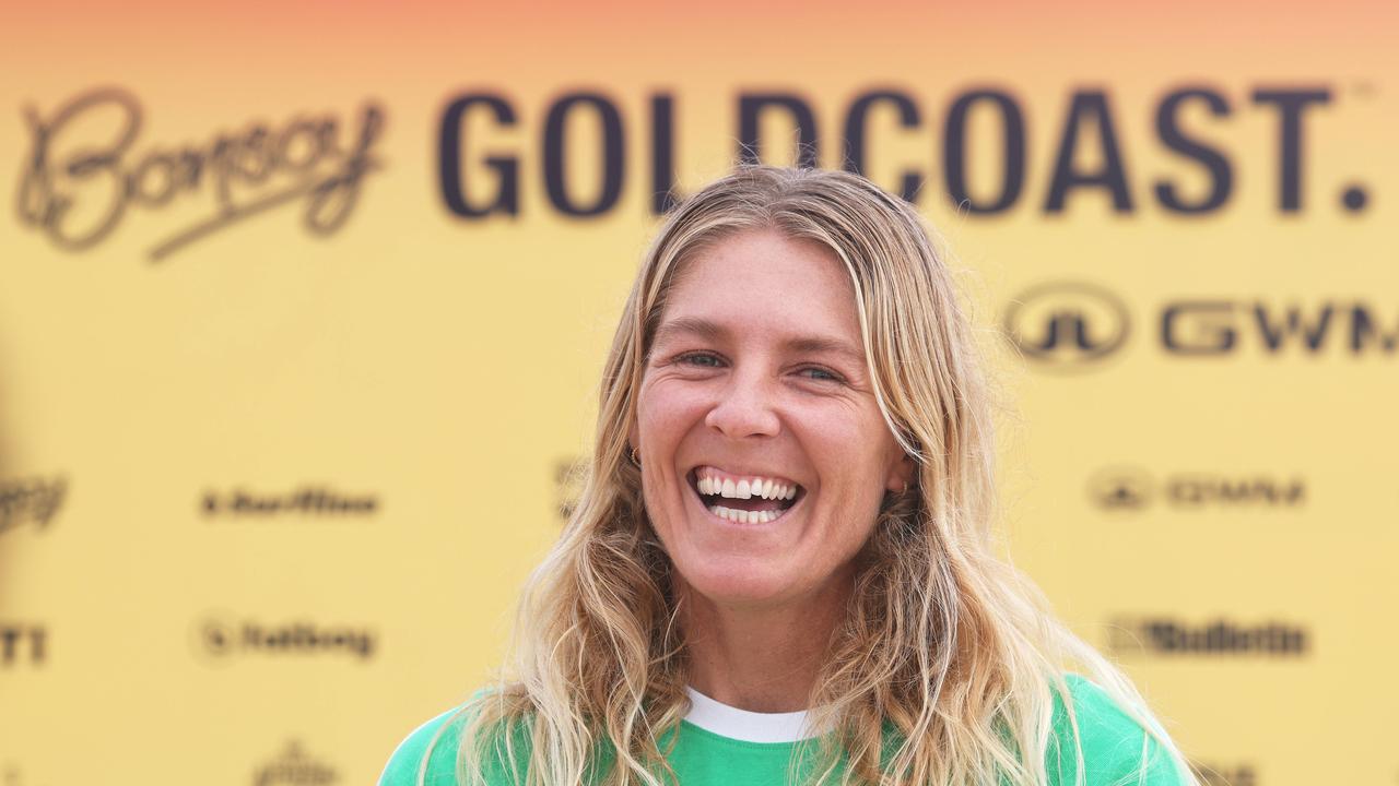 Stephanie Gilmore on playing with Spiderbait on Sunday night at the Gold Coast Pro: “I’ve practiced and it’s actually maybe more nerve-wracking than surfing in the competition so hopefully I get up there and play some good chords.” Picture: Glenn Hampson