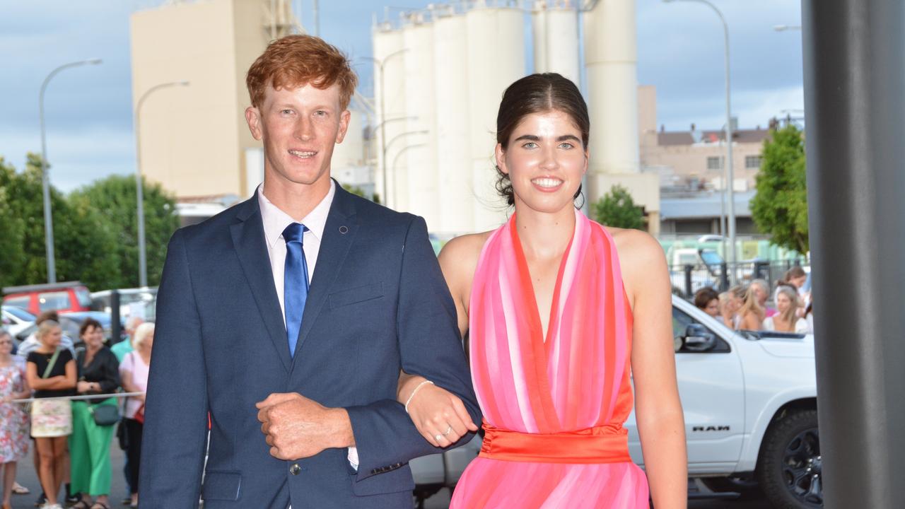 Toowoomba school formals. At the 2023 St Ursula's College formal is graduate Caitlin Jones with her partner. Picture: Rhylea Millar