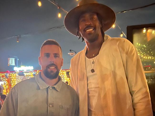 Patrick with NBA star DeAndre Jordan (right). Pictuer:Grant Trouville/NRL Photos