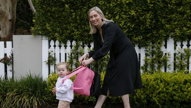 On the way to daycare. Picture: John Appleyard