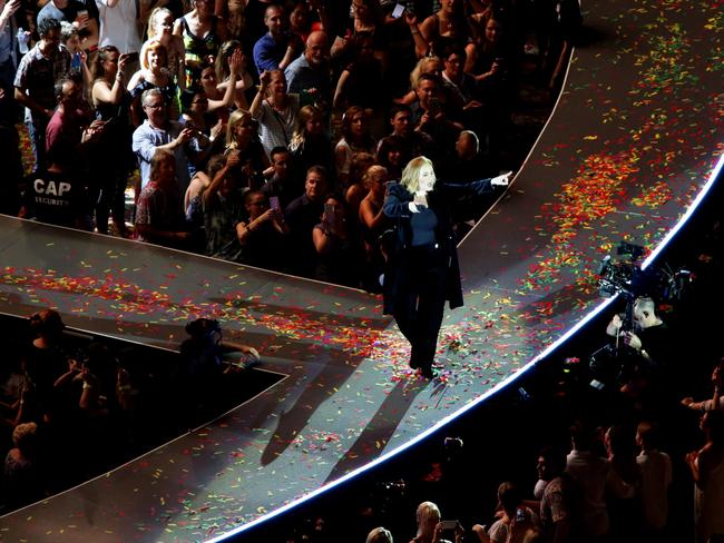 Costume change for Adele during her performance at the Gabba in Brisbane. Picture: Steve Pohlner