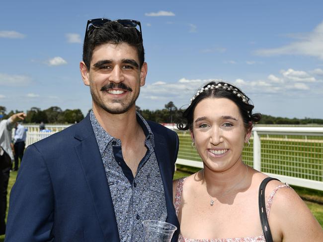 Ladbrokes Sale Cup. Racegoers are pictured attending Cup Day horse races at Sale Turf Club, Sunday 27th October 2024. Daniel Padula and Sierra Cook. Picture: Andrew Batsch