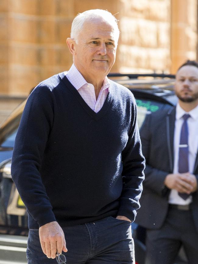 Prime Minister Malcolm Turnbull arrives for a press conference outside State Parliament in Sydney on Sunday. Picture: Jenny Evans