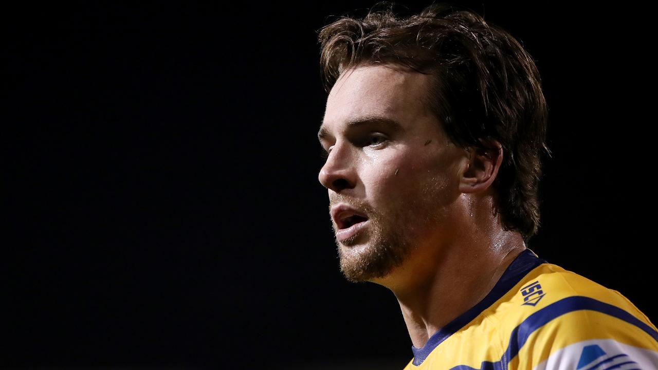 PENRITH, AUSTRALIA - SEPTEMBER 11: Clinton Gutherson of the Eels looks on during the round 18 NRL match between the Penrith Panthers and the Parramatta Eels at Panthers Stadium on September 11, 2020 in Penrith, Australia. (Photo by Mark Kolbe/Getty Images)
