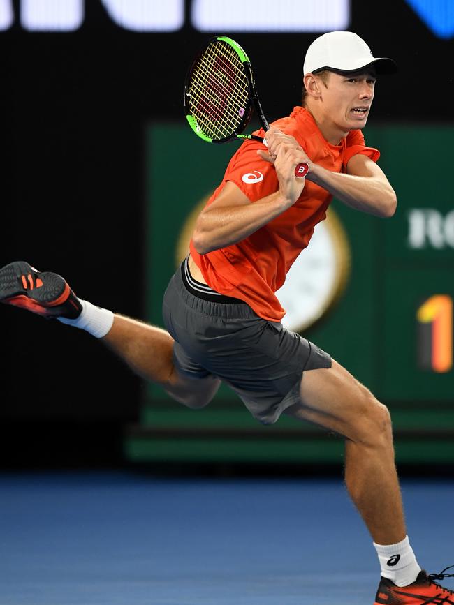 Alex de Minaur during the Australian Open. Picture: AAP Image/Lukas Coch