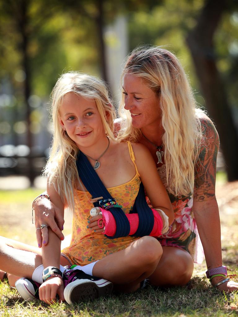 Nyxie and her mum after the attack.