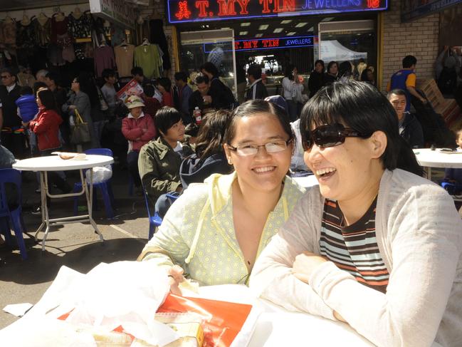 Catherine Le from marsfield and Wendy Su from Hornsby at the Cabramatta Moon Festival.