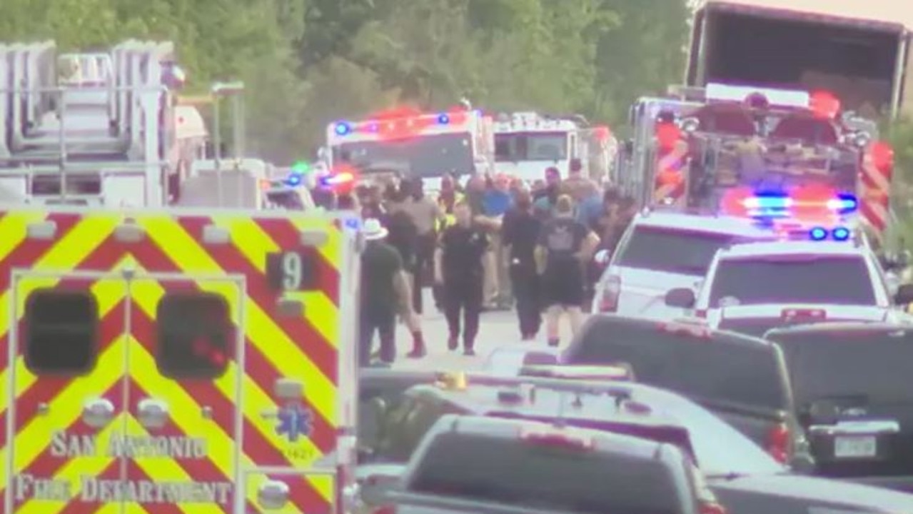 At least 42 people were found dead inside the back of a road train in Texas. Picture: KSAT
