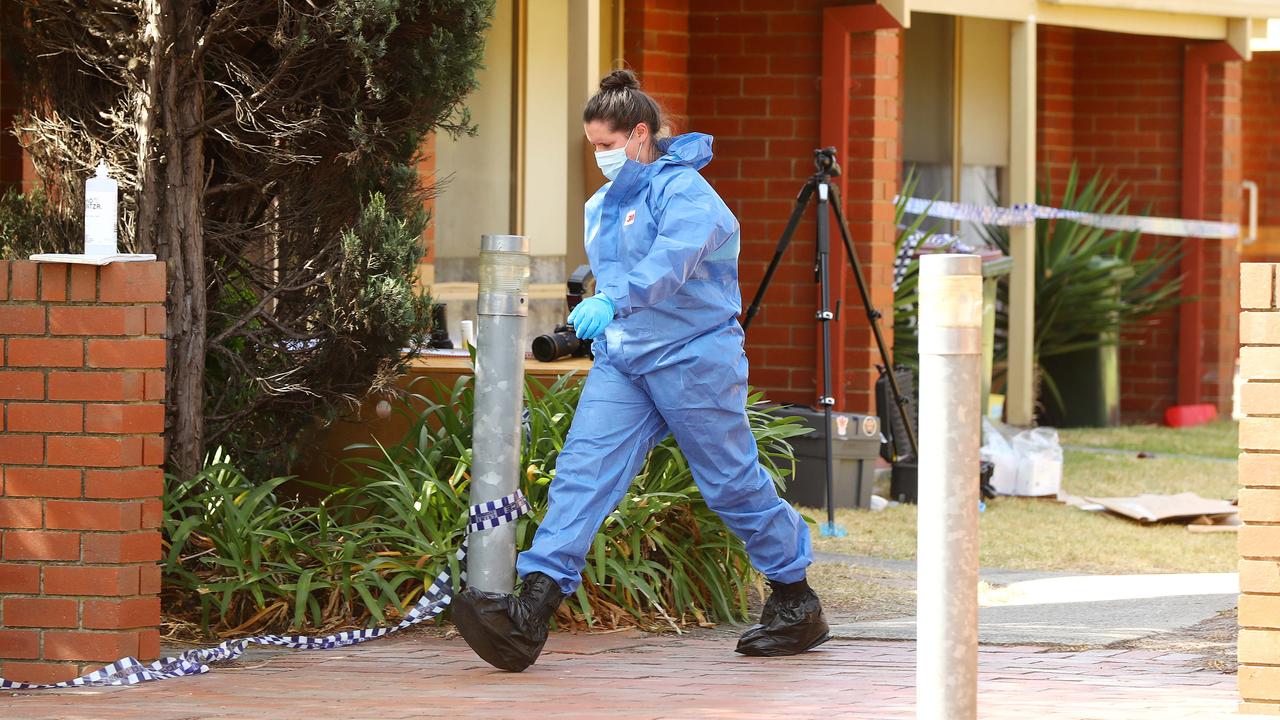 Evidence is being collected at the Thomson home. Picture: Alison Wynd